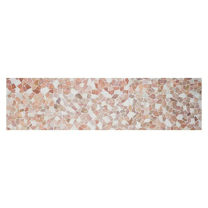 Mosaikfliese Mix CIOT 30/130 - 30,5 x 30,5 cm, Rot/Weiß, Matt - Nahaufnahme einer horizontalen Terrazzo-Fliese in Weiß- und Rosatönen, die ein klassisches und modernes Design vereint.
