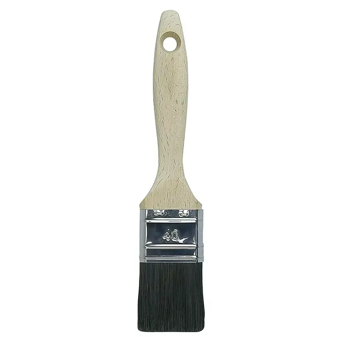 F18 Flachpinsel - Breite Borsten: 40 mm, Art Borsten: All-in-one-Borsten - Pinsel mit Holzgriff und schwarzen Borsten. Ideal zum Malen von Wänden und Möbeln mit präzisen Kanten und einer glatten Oberfläche.
