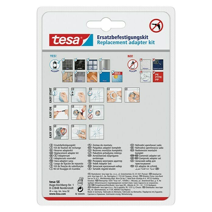 Tesa Befestigungskit BK 151-2Kleben, 2 -tlg., Geeignet für: Badutensilien Back View