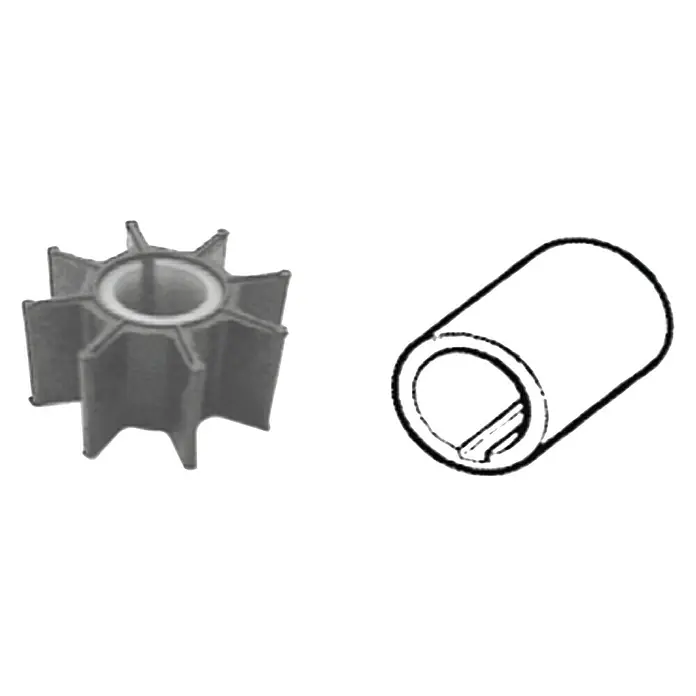 CEF Impeller 500383 - Ø x L: 40,7 x 23,35 mm, Wellendurchmesser: 13,96 mm - Wasserpumpenrad aus Gummi mit 9 Flügeln für Bootsmotoren & Gehäuseteil für das Impellerrad.