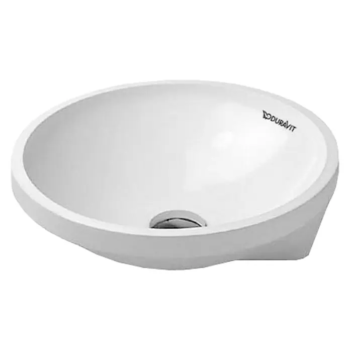 Duravit Architec Waschschale - Durchmesser: 40 cm, Ohne Spezialglasur, Hahnloch: Ohne, Ohne Überlauf, Weiß - Das Bild zeigt ein weißes Duravit Aufsatzwaschbecken mit einem modernen, ovalen Design, perfekt für stilvolle Badezimmer.
