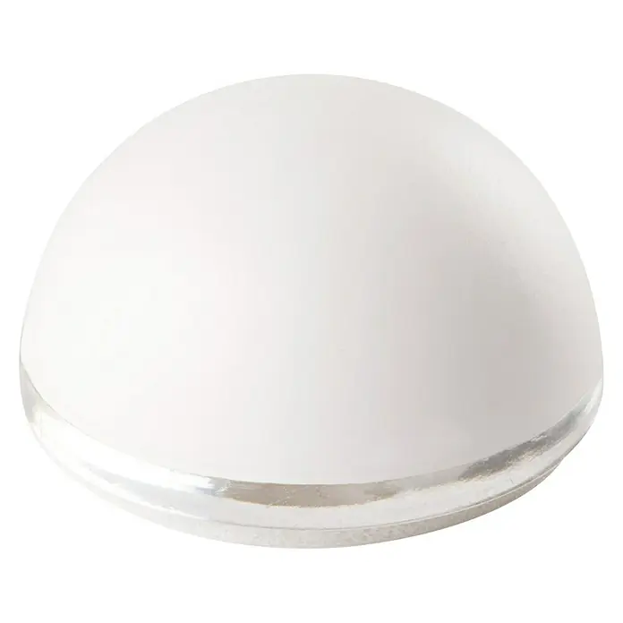 Portaferm Türpuffer - Durchmesser: 22 mm, Weiß, 2 Stk. - Nahaufnahme einer runden, weißen Lampe mit einem klaren Sockel, die ein schlichtes und modernes Design aufweist. Ideal für sanfte Beleuchtung.