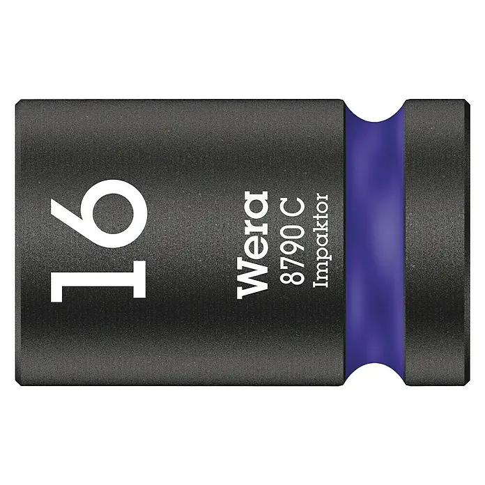 Wera Steckschlüsseleinsatz 8790 C - Schlüsselweite: 16 mm, Antriebsgröße: ½″ - Wera 8790 C Impaktor Steckschlüssel, Größe 16. Robuster Steckschlüssel für hohe Beanspruchung mit Farbcodierung für schnelle Identifizierung.