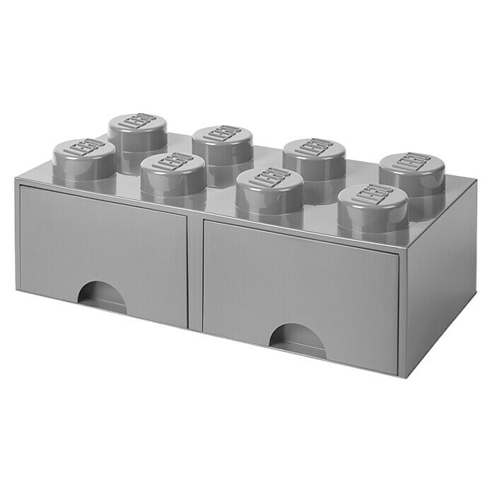 Lego Schubladenbox BrickL x B x H: 50 x 25 x 18 cm, Grau, Anzahl Schubladen: 2 Stk. Front View