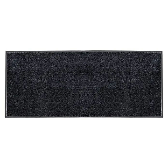 SCHÖNER WOHNEN-Kollektion Fußmatte Uni - Anthrazit/Schwarz, 100 x 67 cm - Ein dunkelgrauer Fußabtreter mit dunklem Rand. Der Teppich ist rechteckig und hat eine raue, textile Oberfläche, ideal für den Eingangsbereich.