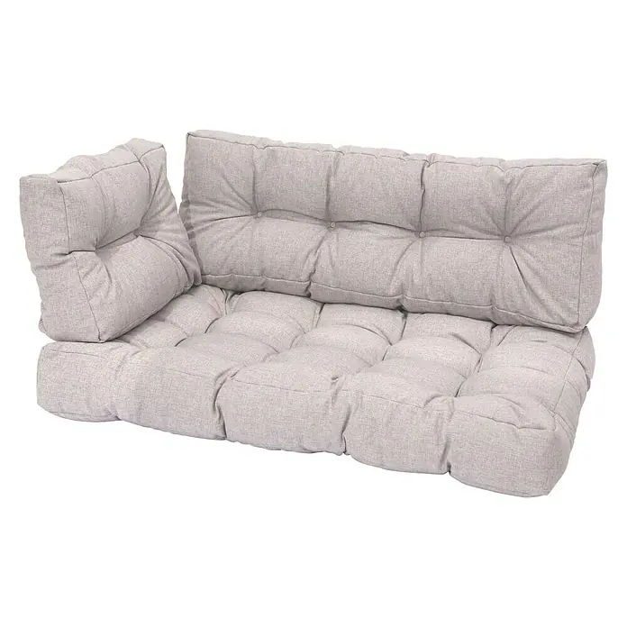 Loungemöbel-Set - 20 -tlg., Nadelholz, Anthrazit - Bequeme, hellgraue Palettenkissen für den Innen- und Außenbereich. Das Set umfasst Sitz-, Rücken- und Seitenkissen mit Knopfdesign.