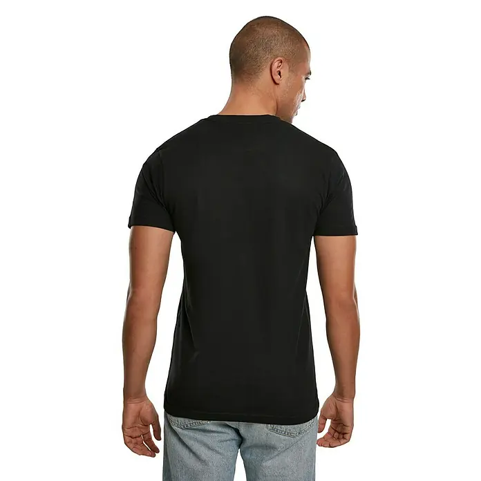 T-Shirt Handcrafter - Schwarz, XXXL - Rückansicht eines Mannes in einem schwarzen T-Shirt und blauen Jeans. Das T-Shirt ist schlicht und hat kurze Ärmel.