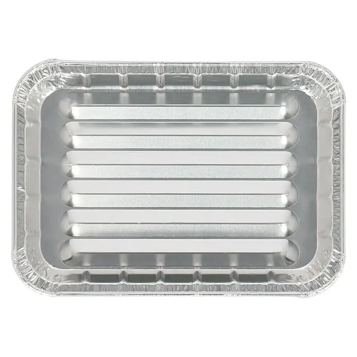 Kingstone Grillschale Cliff - 22,5 x 15,7 x 4,5 cm, Aluminium - Silberne Aluminium-Grillpfanne mit Rillen für ein optimales Grillergebnis. Ideal für Fleisch, Gemüse und mehr.