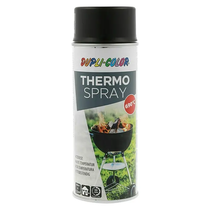 Dupli-Color Special Ausbesserungsspray Thermo Spray - Schwarz, Matt, 400 ml - Ein Dose Dupli-Color Thermo Spray, ideal für hitzebeständige Beschichtungen bis 690°C, perfekt für Grillgeräte und Öfen.