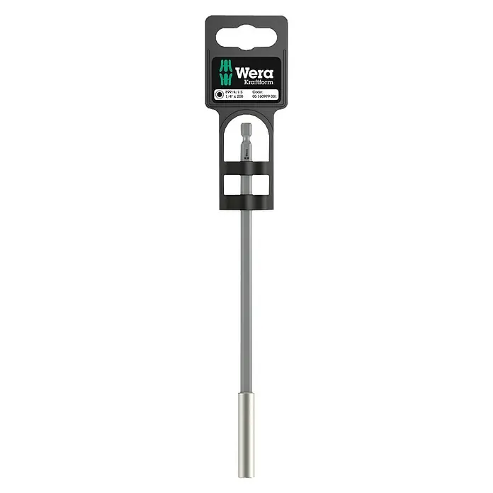 Wera Bithalter 899/4/1 S - Länge: 200 mm, Magnetisch - Wera Kraftform 999/4/1 S Steckschlüsseleinsatz mit einer Größe von 1/4" x 200 mm, ideal für präzise Schraubarbeiten und hohe Drehmomentübertragung.