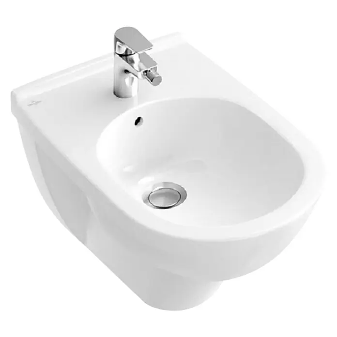 Villeroy & Boch O.novo Wand-Bidet - 36 x 56 cm, Weiß, Keramik, Ohne Spezialglasur - Weißes Bidet mit Chromarmatur und rundem Becken. Ein elegantes und funktionales Badobjekt für die moderne Badgestaltung.