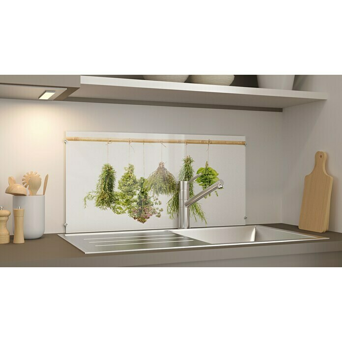 CUCINE KüchenrückwandDried Herbs, 80 x 40 cm, Stärke: 6 mm, Einscheibensicherheitsglas (ESG) Left Side View