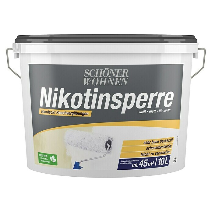 Schöner Wohnen Nikotinsperre (Weiß, 10 l, Stumpfmatt)