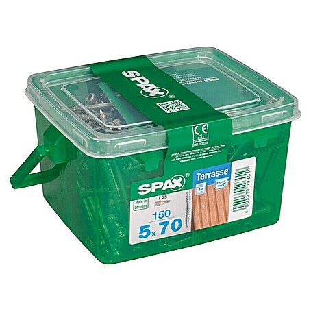Spax Terrassenschraube T-Star Plus (Ø x L: 5 x 70 mm, Edelstahl rostfrei A2, Blank, 150 Stk.)