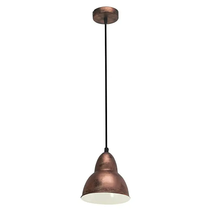 Eglo Lámpara colgante redonda Truro - 60 W, Ø x Al: 15,5 x 110 cm, Cobre, E27 - Lámpara colgante de cobre vista con diseño industrial e interior blanco para una iluminación elegante.