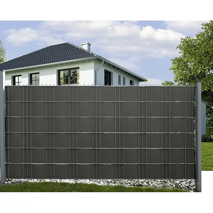Hadra Sichtschutzstreifen - 250 x 190 cm, Anthrazit - Der graue Sichtschutzzaun bietet Privatsphäre im Garten und schützt vor neugierigen Blicken und Wind.