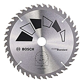 Bosch Kreissägeblatt Standard (170 mm, Bohrung: 16/20 mm, 40 Zähne, Sägeblattstärke: 2,2 mm)