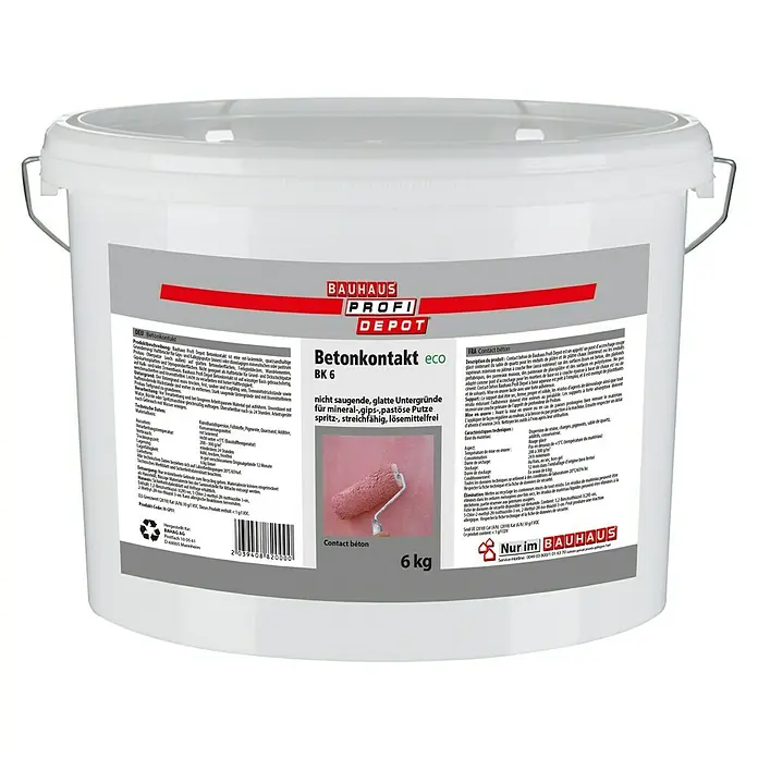 Profi Depot Betonkontakt - 6 kg - Abbildung eines Eimers mit Bauhaus Profi Depot Betonkontakt Eco BK 6, einer Grundierung für Putze.