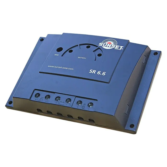 Sunset Solarladeregler SR 6.6 - 12 V - 24 V - Abbildung des Sunset Solar SR 6.6 Solarreglers, der für die effiziente Steuerung von Solaranlagen entwickelt wurde.