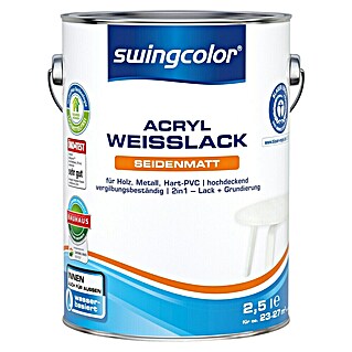 swingcolor Weißlack Acryl (Weiß, 2,5 l, Seidenmatt)