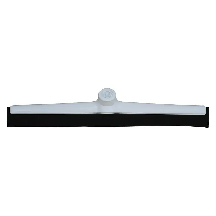 Haug Wasserschieber - Weiß, Breite: 42 cm, Mit Hygienegummi - Bild einer weißen Bodenschiene mit schwarzer Gummilippe für effektive Reinigung. Ideal für glatte Oberflächen und einfache Handhabung.