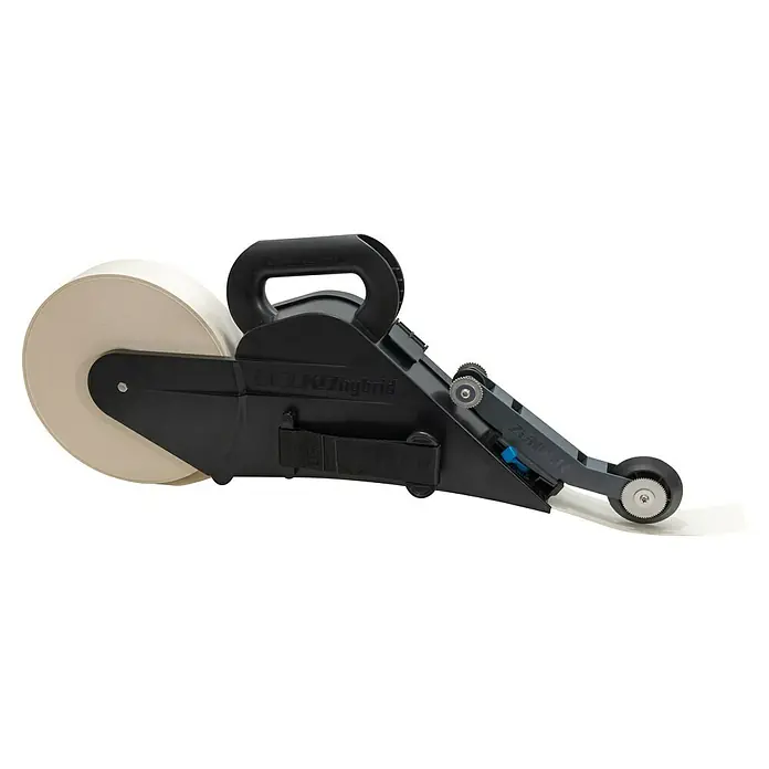Herramienta para encintar placas de cartón yeso Delko Hybrid - Específico para: Rollos de cinta de juntas de hasta 150 m - Una herramienta de cinta híbrida ELKO para un encintado de juntas de paneles de yeso fácil y profesional. Esta herramienta ofrece precisión y eficiencia.