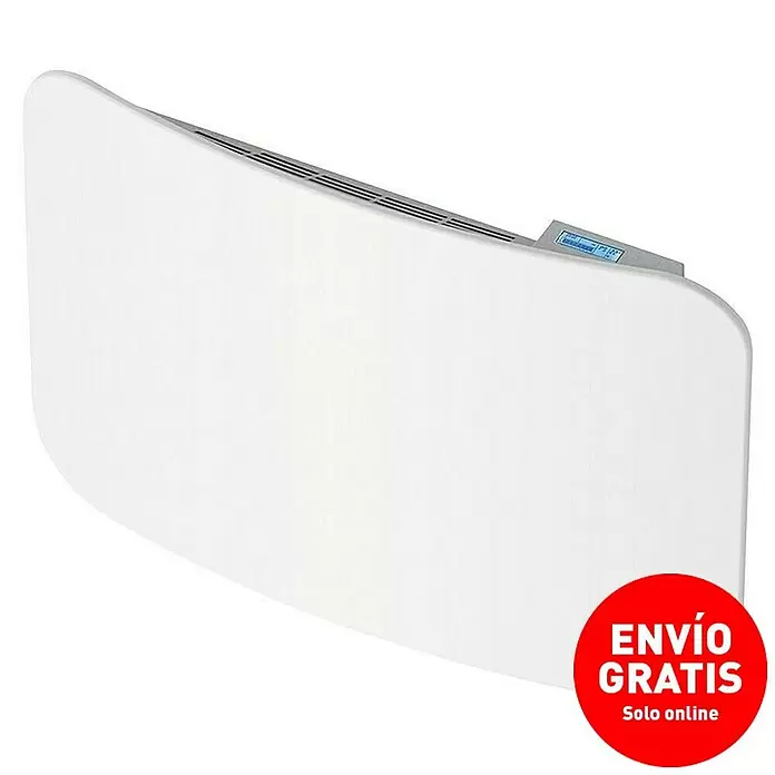 Purline Emisor térmico Ceramic AC1000 WiFi - 1.000 W, Blanco, 10 x 73 x 53 cm - Calentador eléctrico blanco con rejillas superiores y pantalla digital.