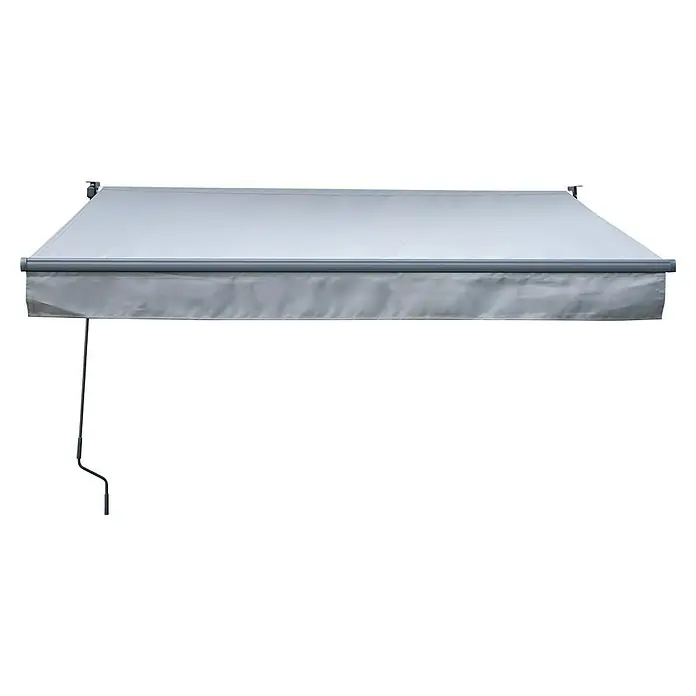 Toldo de brazos extensibles Basic - Gris, Ancho: 2,5 m, Caída: 2 m - Toldo gris que protege del sol y la lluvia, con manivela lateral para la extensión y la retracción. Ideal para patio o balcón.