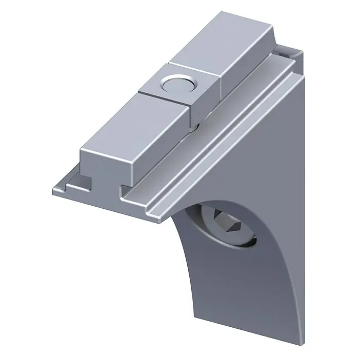 Kantoflex Coaxis Verbindungswinkel - 2 Stk., 48,5 x 48,5 mm, Aluminium, Poliert, Passend für: Coaxis Profile - Silberne Halterung mit einer Schraube und einem horizontalen Profil. Eine robuste und funktionale Komponente für verschiedene Anwendungen.