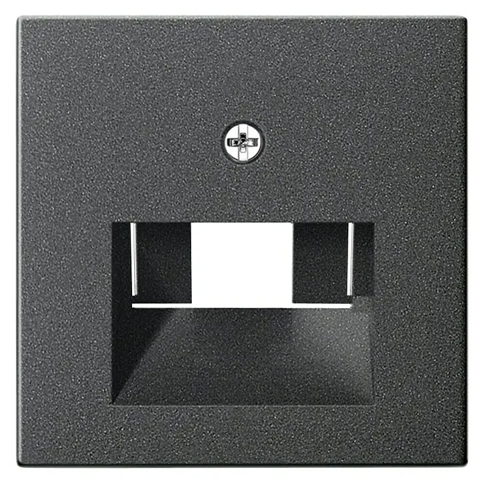 Gira System 55 UAE-Abdeckung 027028 - Anthrazit, Kunststoff - Quadratische, schwarze Wandeinbauleuchte mit rechteckiger Aussparung und Schraube oben für stimmungsvolle Beleuchtung.