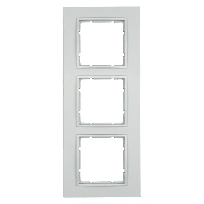Berker B.7 Abdeckrahmen 10136424 - Aluminium, 3-fach, Aluminium - Dreifache weiße Abdeckplatte für Schalter und Steckdosen. Ideal zur stilvollen Integration von Elektroinstallationen in Wohnräumen.