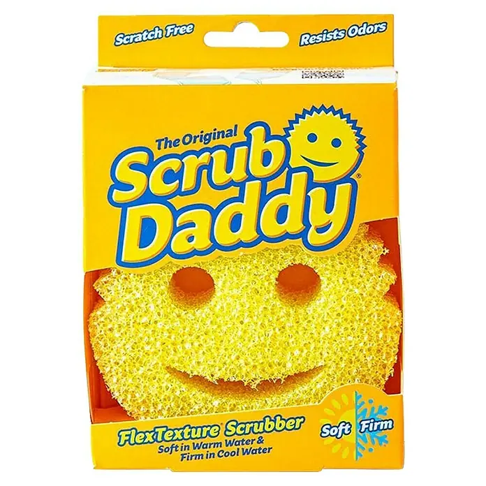 Scrub Daddy Allzweckschwamm FlexTexture Scrubber - Geeignet für: Alle Oberflächen, Gelb - Das Original Scrub Daddy, ein kratzfreier, geruchsabweisender, flexibler Textur-Scheuerschwamm, der in warmem Wasser weich und in kaltem Wasser fest ist.
