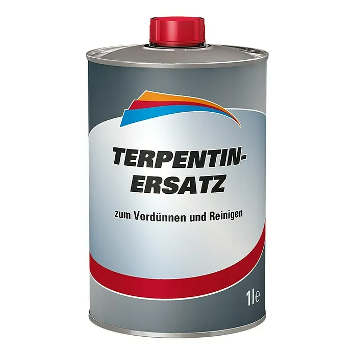 Terpentinersatz - 1 l - Abbildung einer Dose Terpentinersatz zum Verdünnen und Reinigen. Der Behälter hat eine rote Kappe und ist mit dem Schriftzug versehen.