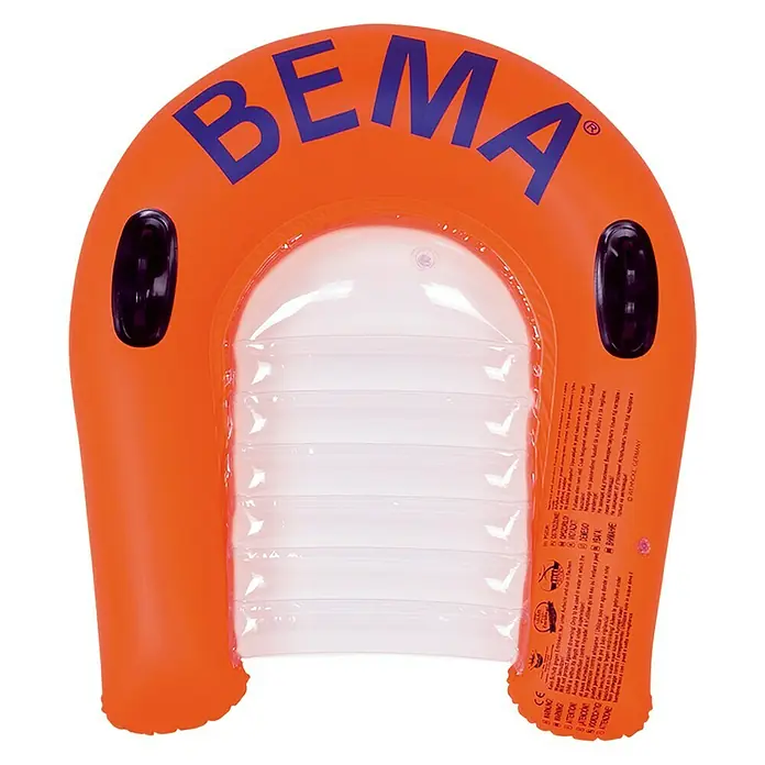 Bema Schwimmhilfe Kid Surfer - 78 x 68 cm, Orange - Aufblasbarer BEMA Schwimmring in Orange mit transparentem Sitzbereich und schwarzen Griffen für zusätzlichen Halt und Komfort im Wasser.