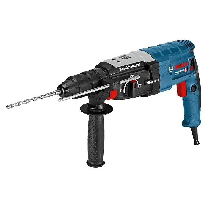 Bosch Professional Martillo combinado GBH 2-28 F - 880 W, 3,2 J, Alojamiento SDS-Plus, Incluye 3 brocas y cinceles - Boschhammer GBH 2-28 F Professional con broca, una herramienta potente para profesionales, ideal para trabajos de perforación pesados.