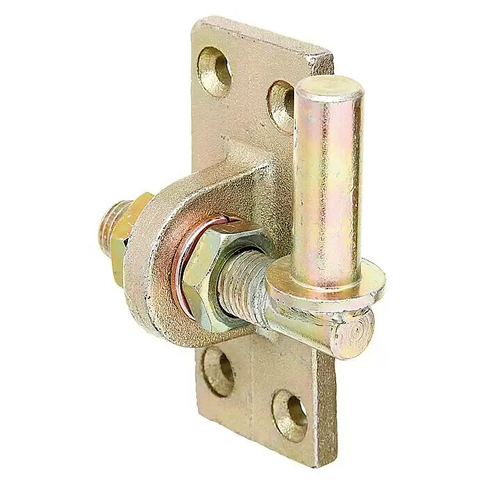Stabilit Gozne - L x An x Al: 45 x 40 x 100 mm, Diámetro mandril: 16 mm, Ajustable: 0 mm - 20 mm - Bisagra de puerta metálica ajustable de zinc amarillo con placa de montaje y pasador de pivote.