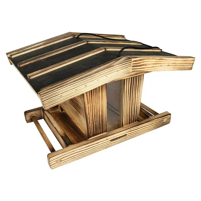 Windhager Vogelfutterhaus Canteen XL - L x B x H: 29 cm x 38 cm x 23,5 mm, Braun, Kiefer - Holz Vogelhaus mit Dach und Futterplatz für den Garten. Ein dekorativer und funktionaler Nistkasten für Wildvögel im Außenbereich.