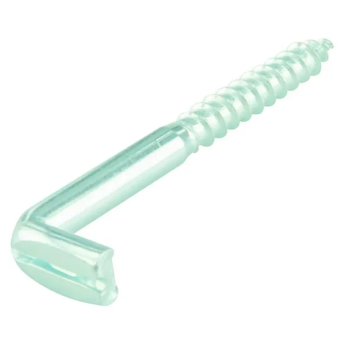Stabilit Alcayata - Ø x L: 5,2 x 30 mm, Acero, Zincado, 6 ud. - Primer plano de un tornillo de gancho en forma de L, ideal para colgar objetos. Su forma permite aplicaciones versátiles en el hogar y taller.