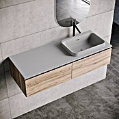 Lavabo y encimera Paul derecha (46 x 121 cm, Orificios para grifo: Derecha, Con desbordamiento, Gris) | BAUHAUS