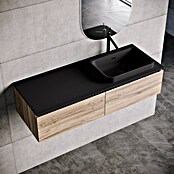 Lavabo y encimera Paul derecha (46 x 121 cm, Orificios para grifo: Derecha, Con desbordamiento, Negro) | BAUHAUS