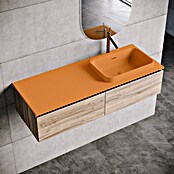 Lavabo y encimera Paul derecha (46 x 121 cm, Orificios para grifo: Derecha, Con desbordamiento, Melocotón) | BAUHAUS