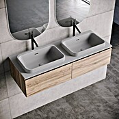 Lavabo doble y encimera Paul (46 x 121 cm, Con desbordamiento, Gris) | BAUHAUS