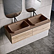 Lavabo doble y encimera Paul (46 x 121 cm, Con desbordamiento, Cacao) | BAUHAUS