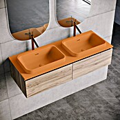 Lavabo doble y encimera Paul (46 x 121 cm, Con desbordamiento, Melocotón) | BAUHAUS