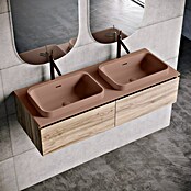 Lavabo doble y encimera Paul (46 x 121 cm, Con desbordamiento, Rosa california) | BAUHAUS