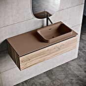 Lavabo y encimera Paul derecha (46 x 101 cm, Orificios para grifo: Derecha, Con desbordamiento, Cacao) | BAUHAUS