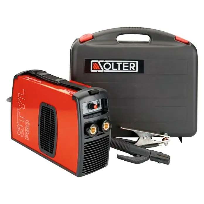 Solter Soldador combinado STYL-205PRO - Corriente de soldadura: 200 A - 220 A, Diámetro del electrodo de varilla: 1,6 mm - 4 mm, 230 V - Soldadora Solter STYL PRO con maletín, ideal para trabajos de soldadura profesionales. Diseño compacto y potente.