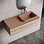Lavabo y encimera Paul derecha (46 x 101 cm, Orificios para grifo: Derecha, Con desbordamiento, Rosa california) | BAUHAUS