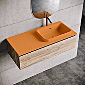 Lavabo y encimera Paul derecha (46 x 101 cm, Orificios para grifo: Derecha, Con desbordamiento, Melocotón) | BAUHAUS