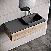 Lavabo y encimera Paul derecha (46 x 101 cm, Orificios para grifo: Derecha, Con desbordamiento, Antracita) | BAUHAUS